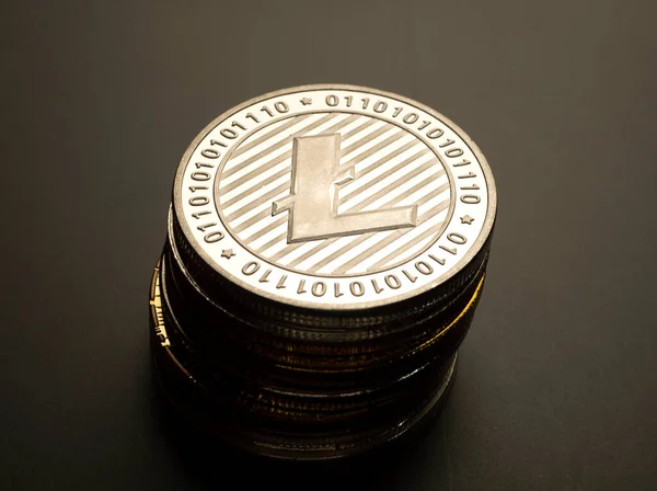 Μακροσκοπική Λήψη Νομίσματος Litecoin Crypto — Φωτογραφία Αρχείου