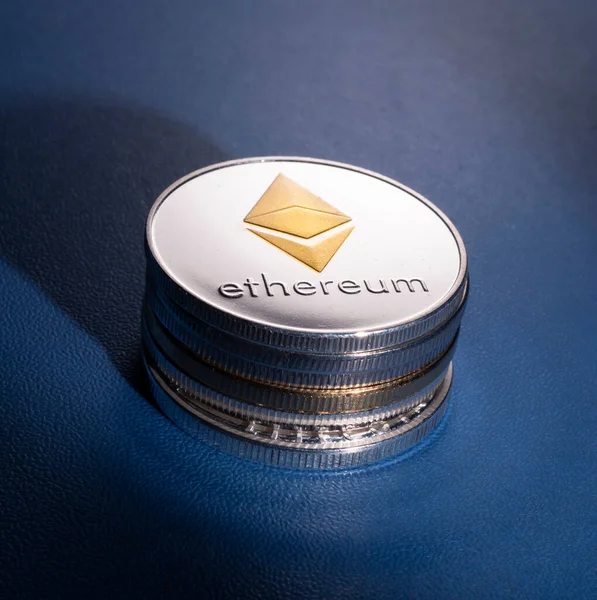 Macro shot of a bit coin Ethereum Crypto currency