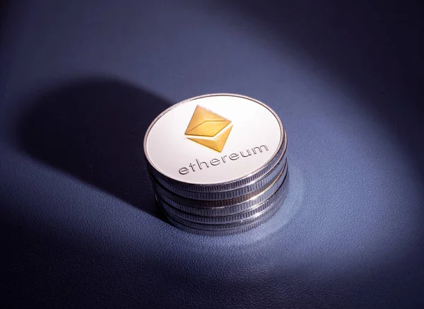 Μακροσκοπική Λήψη Νομίσματος Ethereum Crypto — Φωτογραφία Αρχείου
