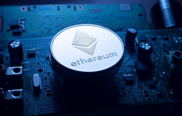 Macro Shot Bit Coin Ethereum Crypto Currency — Stock Photo, Image