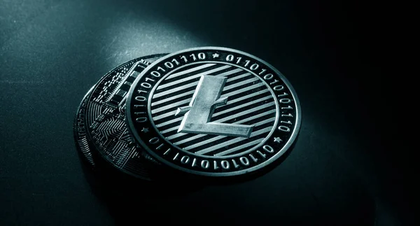 Μακροσκοπική Λήψη Νομίσματος Litecoin Crypto — Φωτογραφία Αρχείου