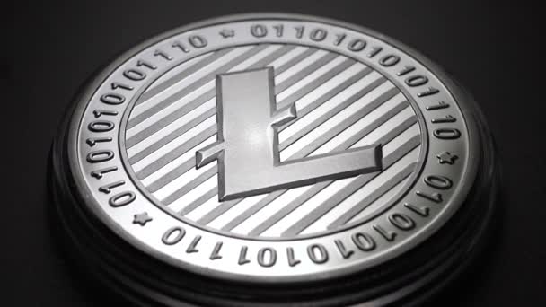 Macro Shot Une Pièce Monnaie Litecoin Pièces Monnaie Crypto — Video