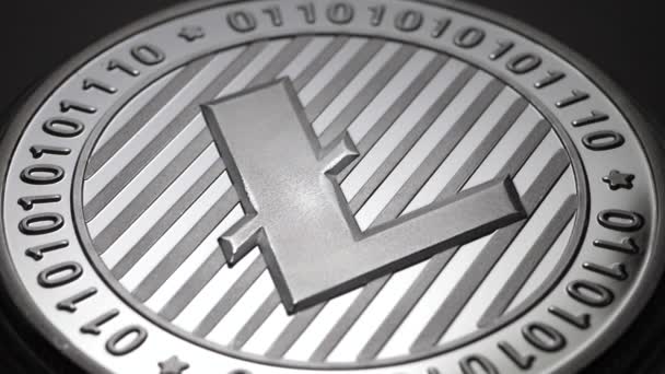 Makroaufnahme Einer Litecoin Münze Kryptowährungsmünzen — Stockvideo