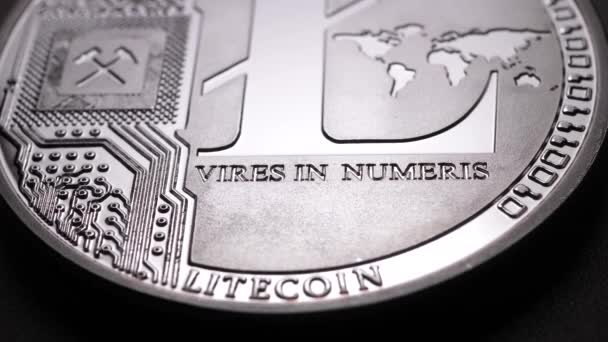 Suntikan Makro Dari Koin Litecoin Koin Crypto Mata Uang Koin — Stok Video