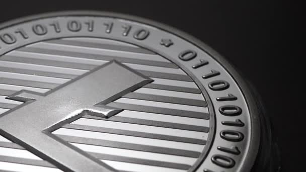 Макроснимок Монеты Litecoin Crypto Currency Coins — стоковое видео