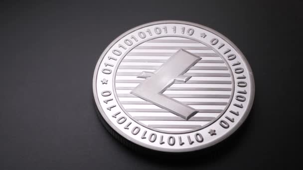 Macro Shot Une Pièce Monnaie Litecoin Pièces Monnaie Crypto — Video