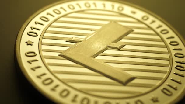 Macro Shot Une Pièce Monnaie Litecoin Pièces Monnaie Crypto — Video