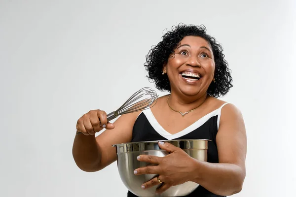 Smiling Woman Preparing Gastronomic Recipe — Fotografia de Stock