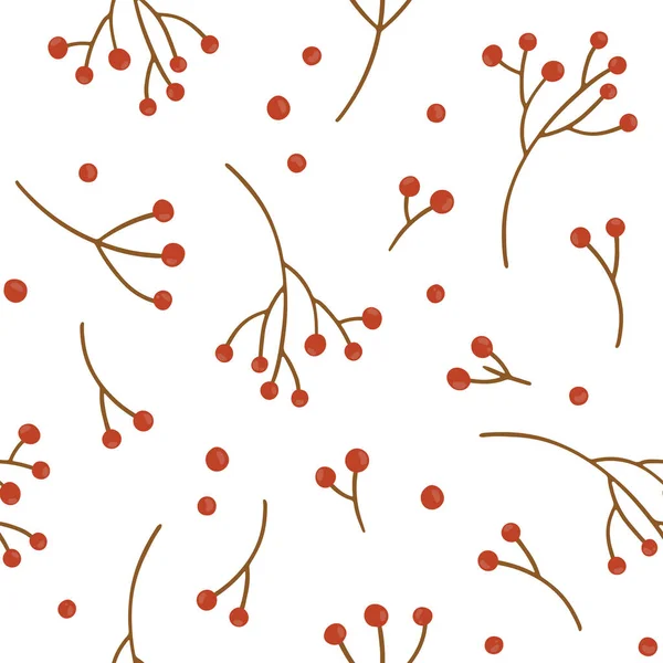 Modèle Vectoriel Sans Couture Avec Des Baies Rowan Floral Fond — Image vectorielle