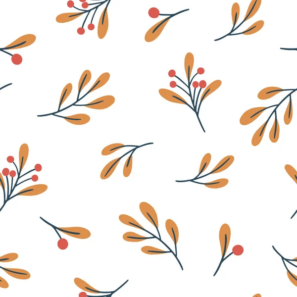 Floral Απρόσκοπτη Διανυσματικό Μοτίβο Κλαδιά Χειμώνα Βοτανικός Σχέδιο Επιφάνειας Που — Διανυσματικό Αρχείο