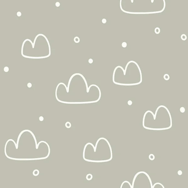 Бесшовный Векторный Рисунок Снегом Облаками Простой Минимальный Векторный Фон Ручная — стоковый вектор