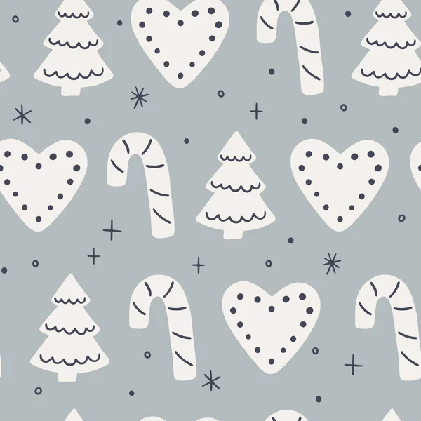 Weihnachten Nahtlose Muster Mit Lebkuchen Vektorhintergrund Für Winterurlaub Und Weihnachtsdesign — Stockvektor