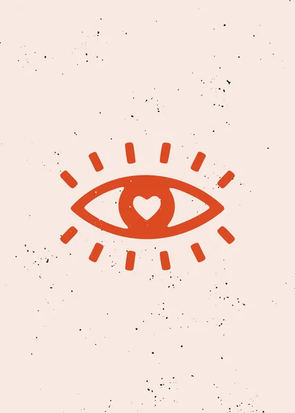 Hand Drawn Vector Card Eyes Flat Vintage Style Poster Valentines — Stock Vector