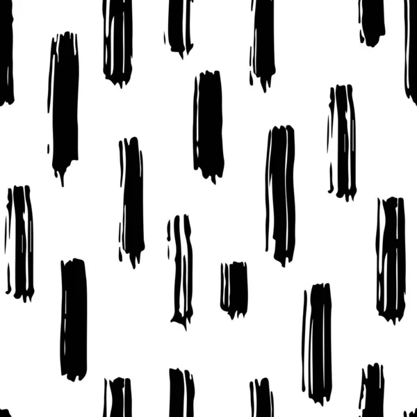 Brush Strokes Vector Seamless Pattern Black White Contemporary Pattern Ink — Stock Vector