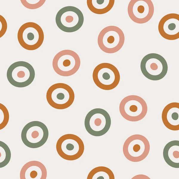 Handgezeichnete Geometrische Nahtlose Muster Erdigen Farben Zeitgenössischer Hintergrund Mit Kreisen — Stockvektor