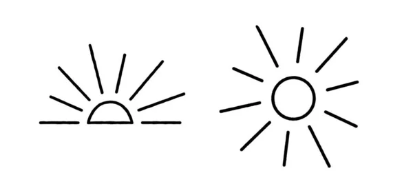 Handgetekende Vectorlijn Kunstzon Met Ruwe Randen Lucht Icoon Zomer Vector — Stockvector