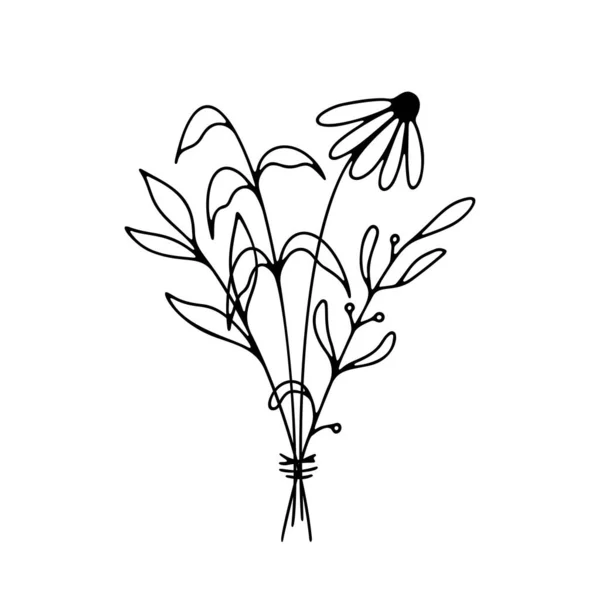 Ramo Flores Arte Dibujado Mano Aislado Sobre Fondo Blanco Arreglo — Archivo Imágenes Vectoriales