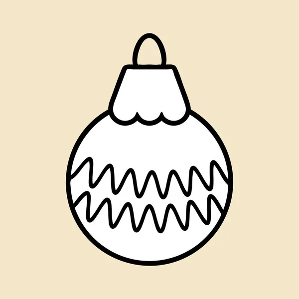 Icono decorativo de pelota. Tema Navidad e invierno. Ilustración simple plana en negro sobre fondo blanco — Vector de stock