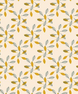 Kusursuz bir desen. El çizimi siyah grafik tasarımı, yaprak şekilleri, ışık arkaplan