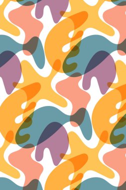 Minimalist soyut şekiller pürüzsüz desenler, serbest ve saydam şekiller çizilmiş çok renkli, gökkuşağı paleti