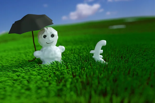 Boneco de neve na grama — Fotografia de Stock