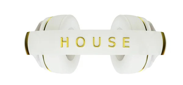 Wit met goud decor exclusieve hoofdtelefoon voor muziek huis. — Stockfoto