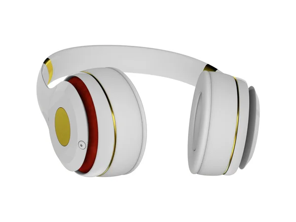 Branco com decoração dourada fones de ouvido exclusivos para música . — Fotografia de Stock