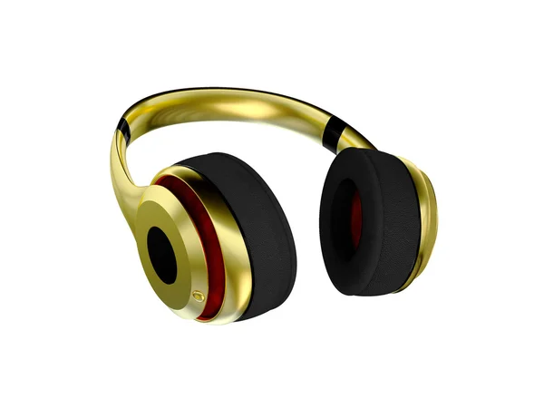 Gold exclusive headphones for music. — Stock Photo, Image