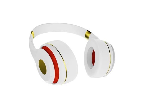 Branco com decoração dourada fones de ouvido exclusivos para música . — Fotografia de Stock