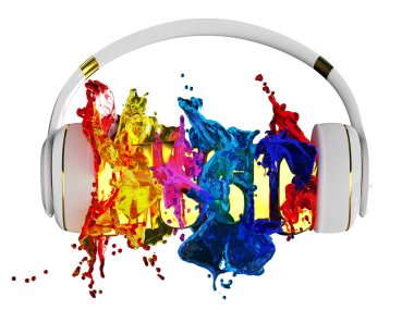 patlama parlak renk boya kulaklık. Allah'ın belası kelime müzik. her renk yolu atanır. nesne alt maskesi korudu. Eğlence düzenlemek