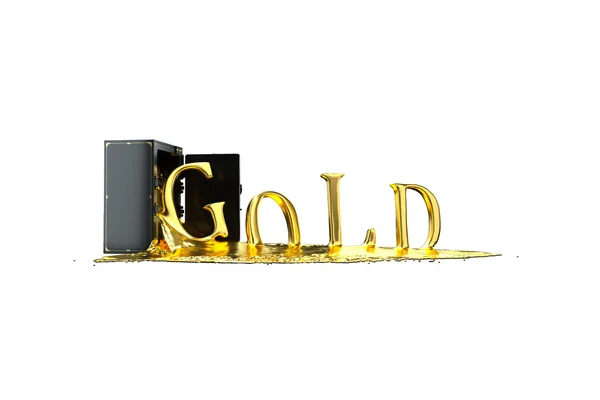 Safe and liquid gold. Gold rises gold symbol. Path included. — Stock Photo, Image