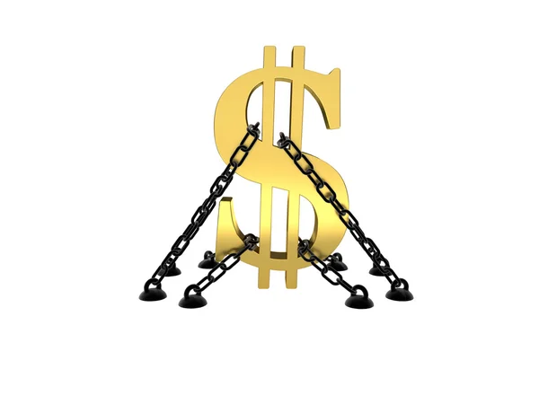 Dollar symbol chained to the floor — Stock Photo, Image