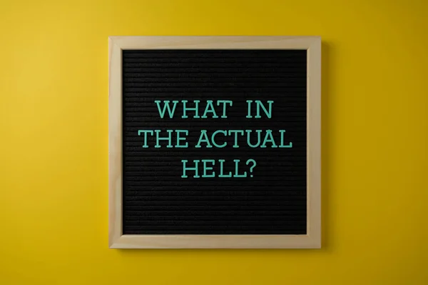 What Hell Sign Yellow Background — Stockfoto