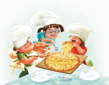 çocuklarla pizza