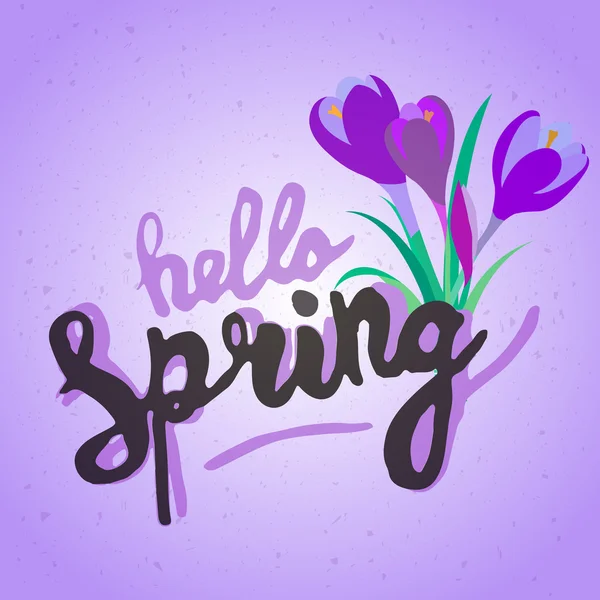 Creatieve groen patroon met bladeren. Doodle cirkelframe met tekst Hallo lente. Vector design voor voorjaar verkoop, banners en advertentie. — Stockvector