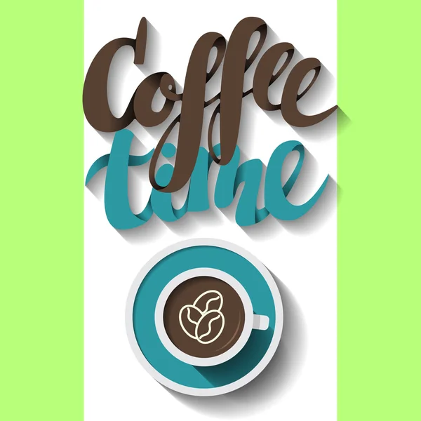 Hora del café, letras. Ilustración vectorial — Vector de stock