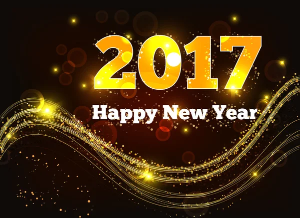 Tarjeta de felicitación Feliz Año Nuevo 2017. Estrellas, vacaciones, brillo. Vector — Archivo Imágenes Vectoriales