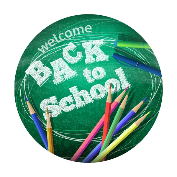 Back to school.  School icons on a blackboard. Vector illustration — Stock Vector