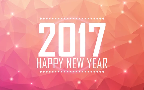 Gratulationskort Happy nytt år 2017. Polygonal bakgrund, stjärnor, semester, glans. Vektor illustration — Stock vektor