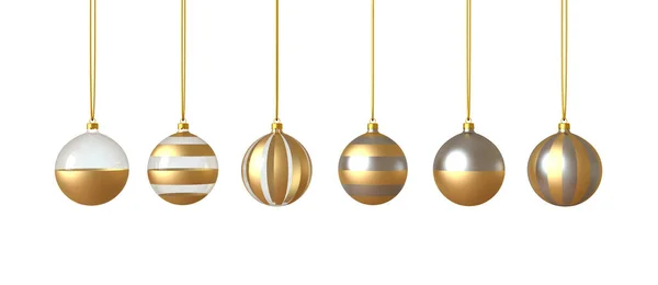 3d renderizado bolas de oro de Navidad de cristal, la tarjeta de felicitación navidad y año nuevo. — Foto de Stock