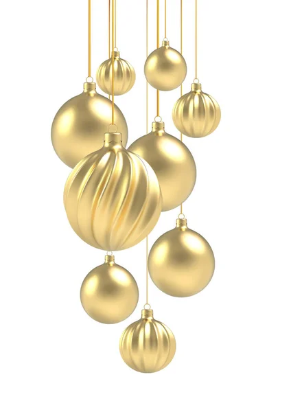 3d realistic golden and spiral christmas ball isolated on white background. Vector illustration. — Stock Vector