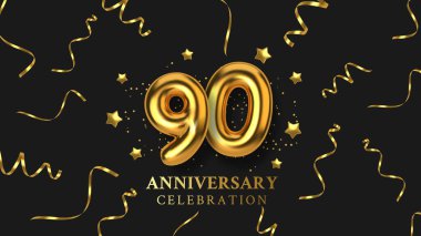 90. yıldönümü kutlaması. Altın balon şeklinde sayı. 