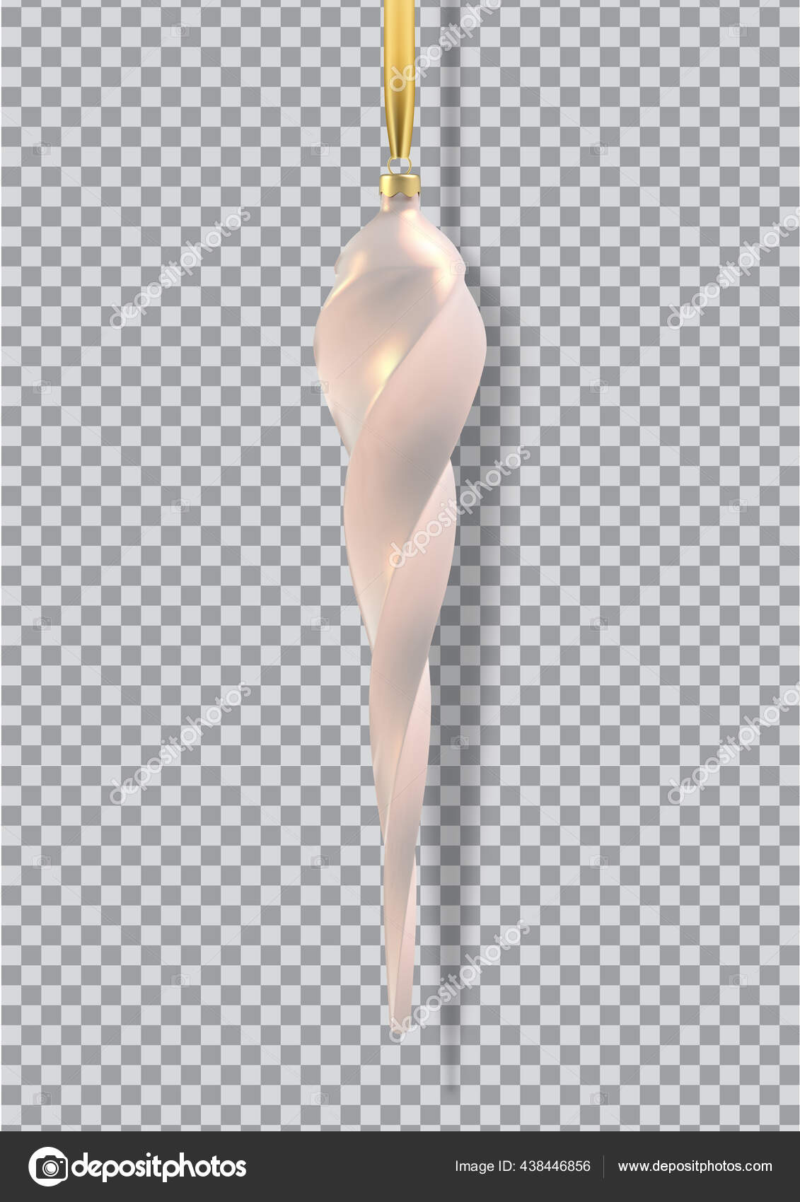 Realistiske perleaktige, rosa juletreleketøy i form av en istapp.  3D-illustrasjonsobjekt for juledesign, modell. Vektor isolert på gjennomsiktig  bakgrunn stockvektor © Katrinaku #438446856, image size:1131x1700