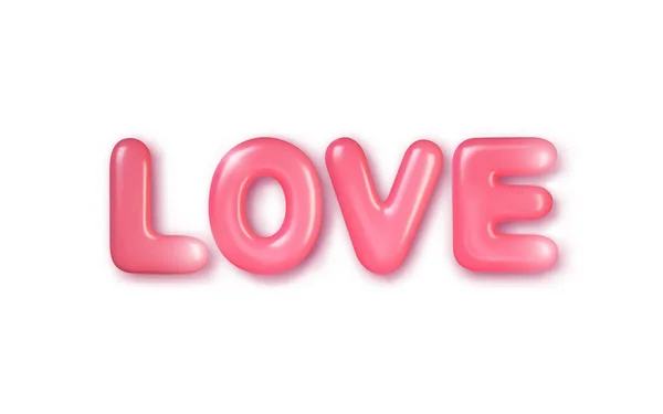 Gelukkige Valentijnsdag wenskaart. Realistische 3d roze tekst. Liefde en bruiloft. Sjabloon voor producten, webbanners en folders. Vector — Stockvector