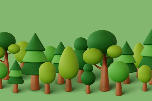 Лес на зеленом фоне. Векторная иллюстрация — стоковый вектор