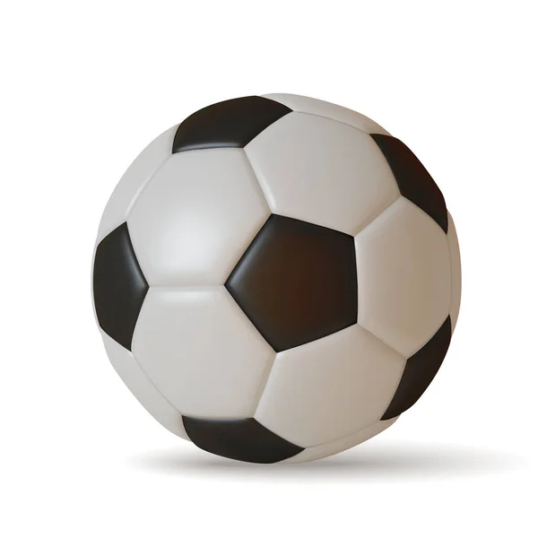 Futbol topu, beyaz arka planda izole edilmiş 3D gerçekçi. vektör Stok Illüstrasyon