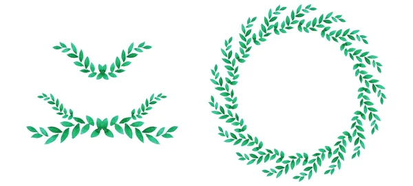 Su renk kümesi çiçek öğeleri, çelenk ve defne. Vektör