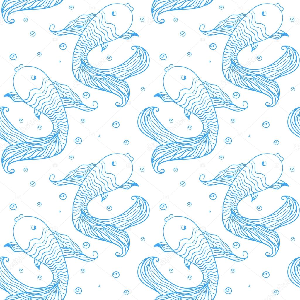 Seamless pattern of fish. Vector