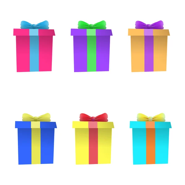 Multi-színes ajándék dobozok halmaza. Vektor — Stock Vector