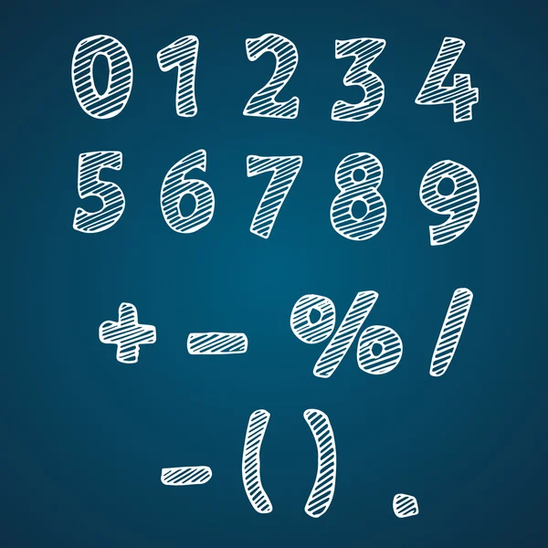 Çekilen numaralar Illustration. Mavi bir backg beyaz numaraları